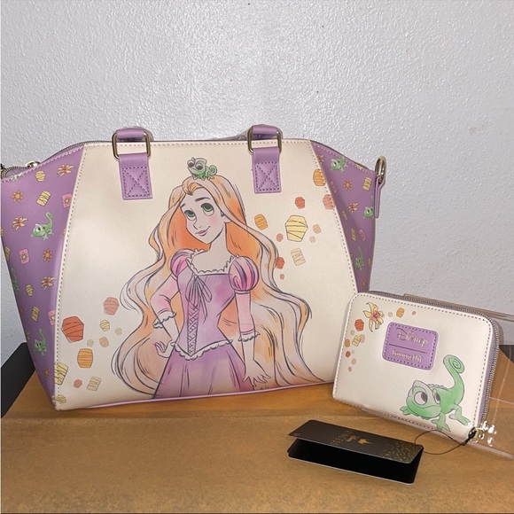 Loungefly Bags Loungefly Disney Tangled Rapunzel Pascal Watercolor Lanterns Satchel Wallet